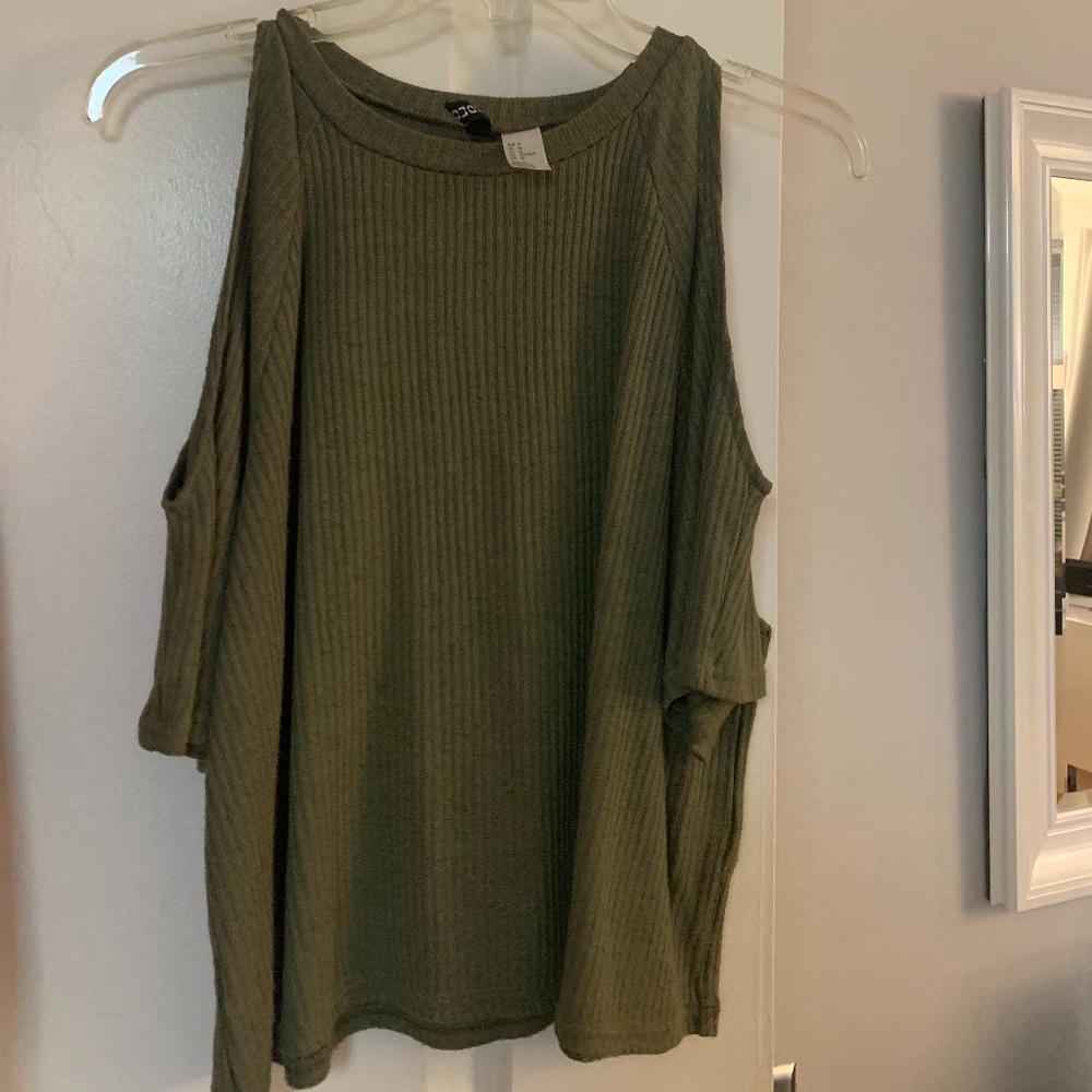 H&M Shoulder-less Olive Green Top